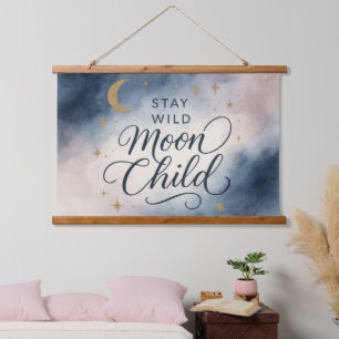 Tapisserie Suspendue Restez Sauvage Lune Enfant Hippie Spirituelle Céle