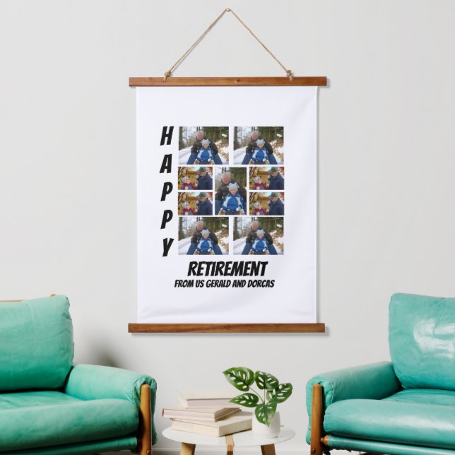 Tapisserie Suspendue Retraite simple personnalisée 9 Photo Collage (Salon)