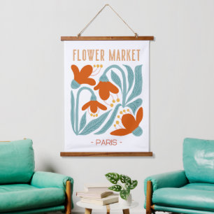 Tapisserie Suspendue Retro Flower Market Paris Wall Tapestry