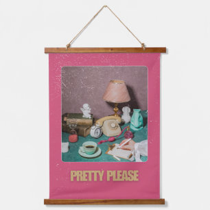Tapisserie Suspendue Retro Girly "Pretty Please" Print Vintage lumine