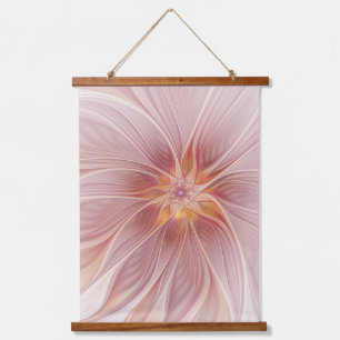 Tapisserie Suspendue Rêve floral rose tendre Art fractal abstrait Fleur
