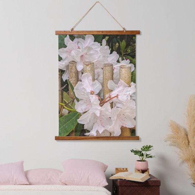Tapisserie Suspendue Rhododendron blanc et fleur de bambou (Chambre à coucher)