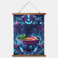 Robot Cyberpunk Futuriste Neon Nourriture Ramen