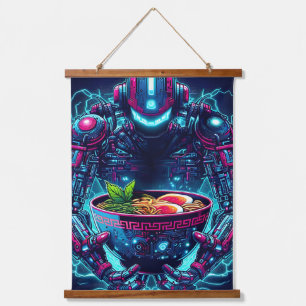 Tapisserie Suspendue Robot Cyberpunk Futuriste Neon Nourriture Ramen