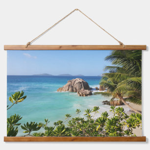 Tapisserie Suspendue Rochers de plage d'île tropicale Palmiers
