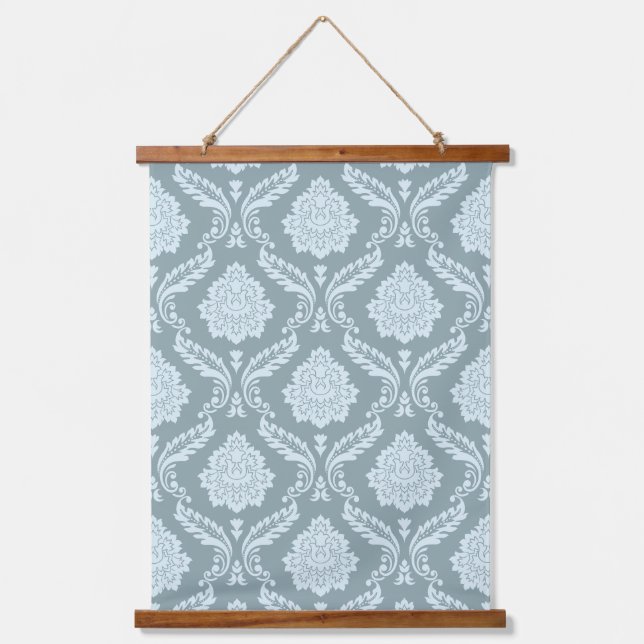 Tapisserie Suspendue Rococo Damask Pattern Duck Egg Blue+Teal (Recto)