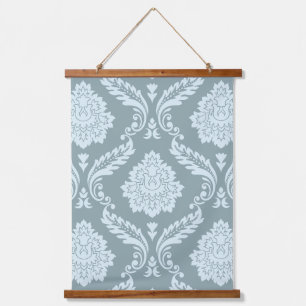 Tapisserie Suspendue Rococo Damassé Grand Motif Œuf de Canard Bleu+Turq