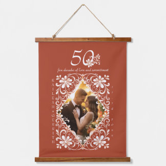 Tapisserie Suspendue Romantique Couple Photo rouille rouille 50 Anniver