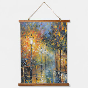 Tapisserie Suspendue Romantique Rainy soir scène de rue impressionniste