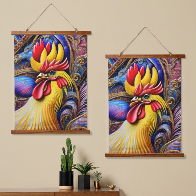 Tapisserie Suspendue Rooster vibrant (Asymétrique)