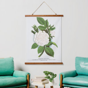 Tapisserie Suspendue Rose blanche vintage mousse Art botanique de style