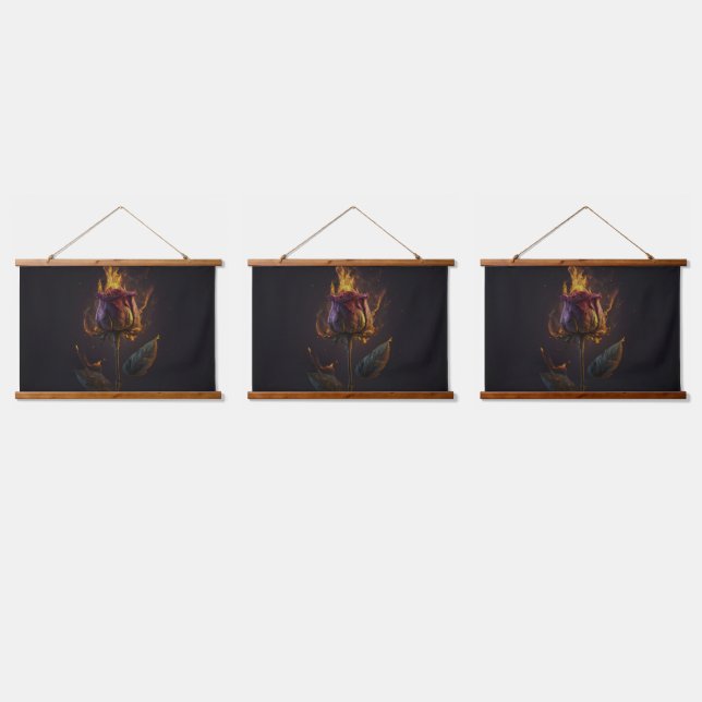 Tapisserie Suspendue rose en feu (Tripler)