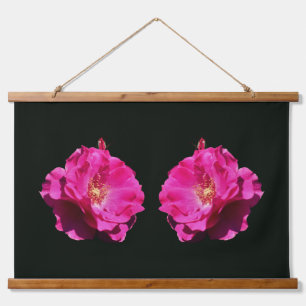 Tapisserie Suspendue Rose rose en pleine floraison miroir abstrait 
