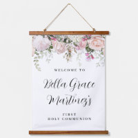 Rose Rose Floral Première communion Bienvenue