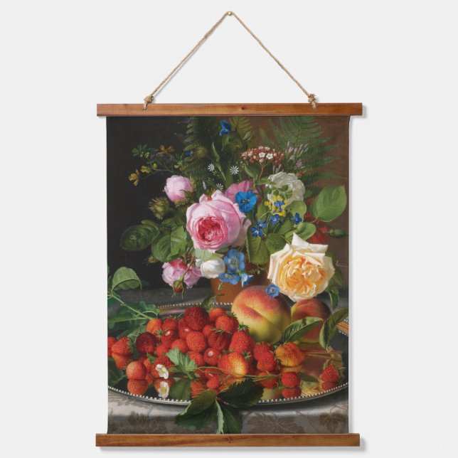Tapisserie Suspendue Roses et fraises de Still Life par Otto Ottesen (Recto)