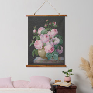 Tapisserie Suspendue Roses roses douces classiques en Vase Art Vintage