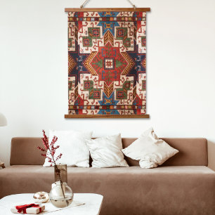 Tapisserie Suspendue Rouge brûlé Anatolian Kilim Vintage mur de tapis