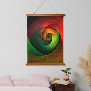 Tapisserie Suspendue Rouge Vert Floral Moderne Art Abstrait Motif #21