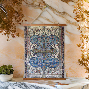 Tapisserie Suspendue Rug Perse Iranien Bleu Beige