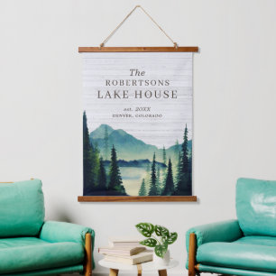 Tapisserie Suspendue Rustic Lake House   Nom de famille