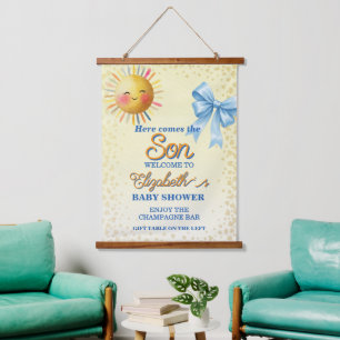 Tapisserie Suspendue Rustique Voici venir le fils Garçon Baby Shower