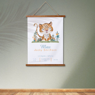 Tapisserie Suspendue Safari Jungle Watercolor Party Animal Tiger Cub
