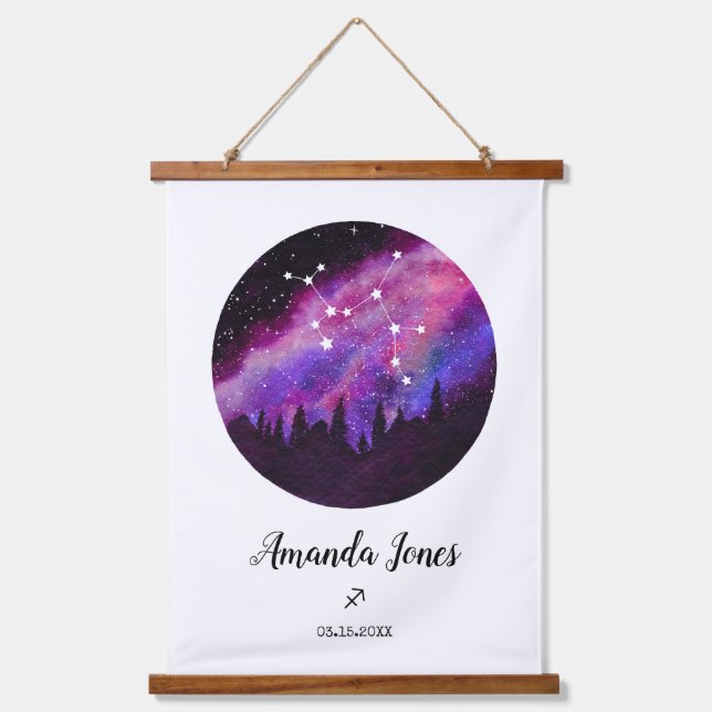 Tapisserie Suspendue Sagittaire rose Constellation Horoscope Signe cade (Recto)