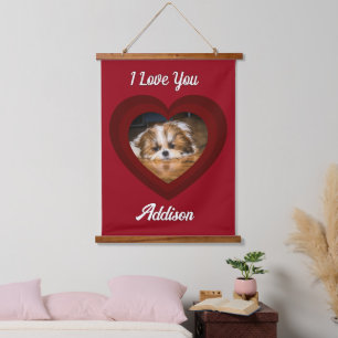 Tapisserie Suspendue Saint-Valentin amour de chien de coeur Nom photo p