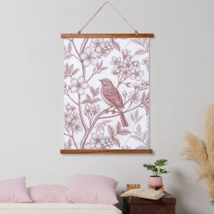 Tapisserie Suspendue Sakura Cerisier Fleur et Oiseau Esthétique Vintag