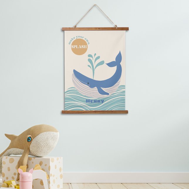 Tapisserie Suspendue Salle Enfants Bleue Cute Baleine Hanging Tapisseri (Cute Whale Kids Room Hanging Tapestry)