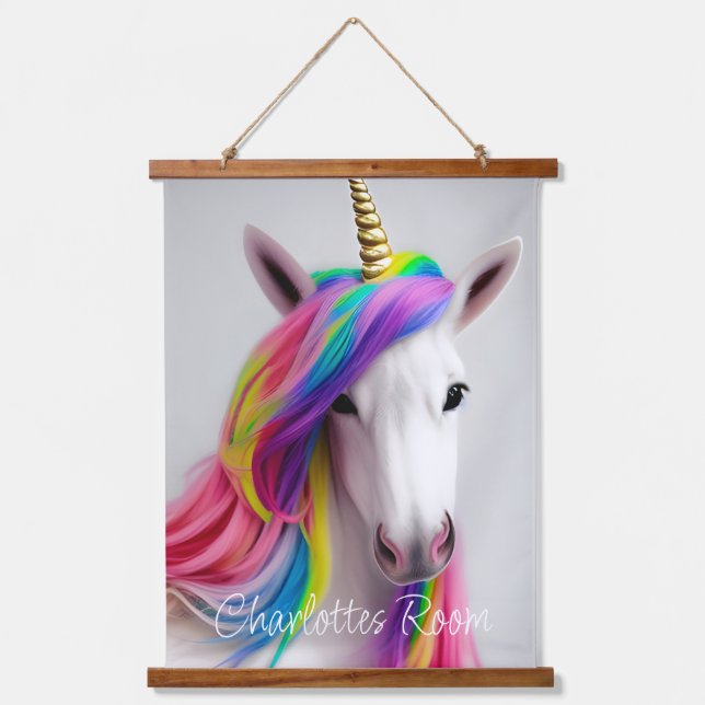 Tapisserie Suspendue Salle pour enfants Rainbow Unicorn pendre la tapis (Recto)