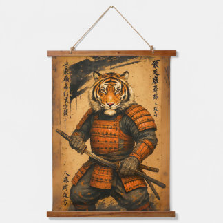 Tapisserie Suspendue Samurai Tiger - Sumi-e Ink Warrier Art