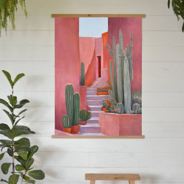 Tapisserie Suspendue Santa Fe Cacti Boho Wood Topped Wall Tapestry  (Créateur téléchargé)