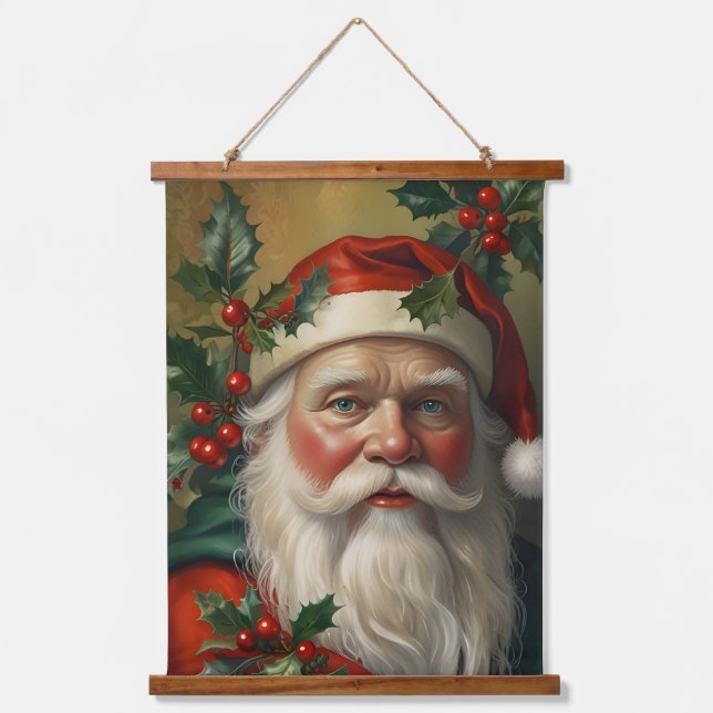 Tapisserie Suspendue Santa With Mistletoe (Recto)