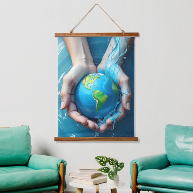 Tapisserie Suspendue “Save the Earth Water Planet Tapestry  (Salon)