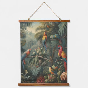 Tapisserie Suspendue Scène botanique de perroquets et ananas