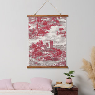 Tapisserie Suspendue Scène de campagne en toile rouge
