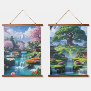 Tapisserie Suspendue Scène de jardin japonais fantastique