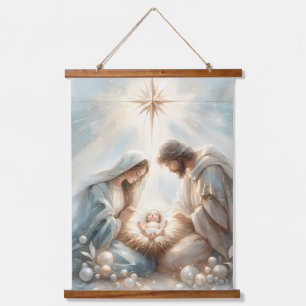 Tapisserie Suspendue Scène de la Nativité de la Sainte Famille radieuse
