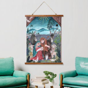 Tapisserie Suspendue Scène de la nativité religieuse Marie & bébé Jésus