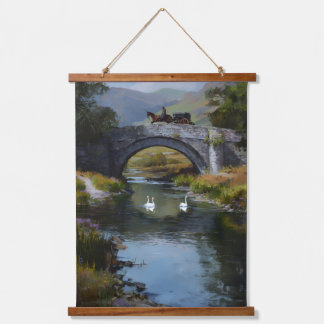 Tapisserie Suspendue Scene of horse carriage on a bridge over stream