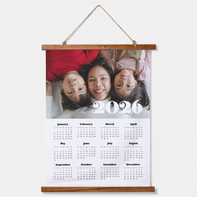 Tapisserie Suspendue Script rétro vintage 2025 calendrier photo (Recto)