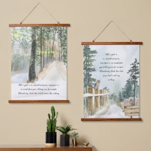 Tapisserie Suspendue Sentier forestier tranquille aquarelle texte facul