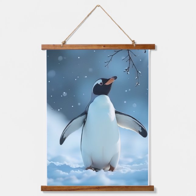 Tapisserie Suspendue Serene Arctic Penguin Snow Scene (Recto)