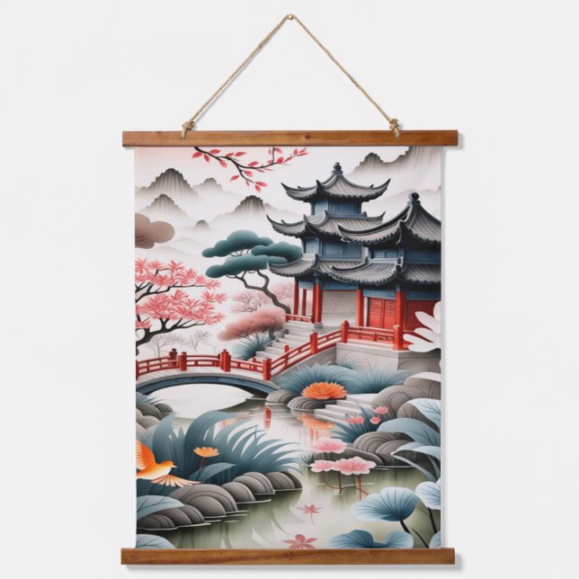 Tapisserie Suspendue Serene Japanese Garden Landscape Poster (Recto)