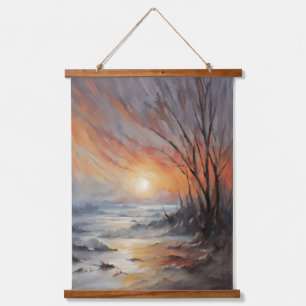 Tapisserie Suspendue Serene Winter Sunset - Nature Paysage Art