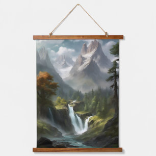 Tapisserie Suspendue Sérénité de la cascade de montagne - Art de paysag
