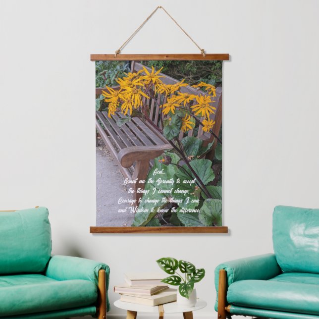 Tapisserie Suspendue Sérénité Prière Jardin Banc Floral (Salon)