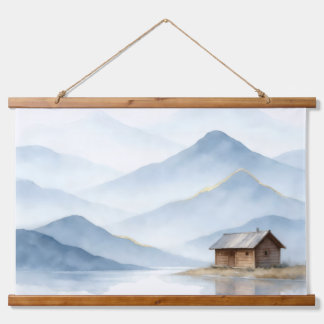 Tapisserie Suspendue Serenity Peaks — Gold Mountain Landscape Tapestry
