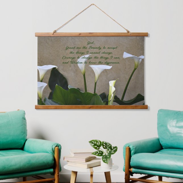 Tapisserie Suspendue Serenity Prayer White Calla Lilies Floral (Salon)